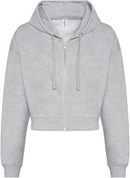 Women's Hooded Full Zip Sweat Jacket Sweatshirt Hoodie with Zip Cropped Crop Top Bolero Style XXS-XL