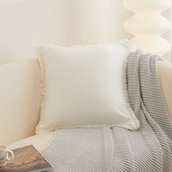 Solid Cotton Plain Pure Colors Pillowcase Tasselled Fluffy Edges Cozy Cushion Cover 30X50/45X45/50X5