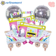 REFINEMENT 4/6pcs Roller Skate Balloon Set, 4D Radio 4D Disco Air Ball, Inflatable Foil Balloons 80s