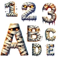 Halloween A -Z Mummy Letter Iron-On Patch Numbers 0-9 F.81 Sticker