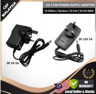 Power Supply Adapter 3 Pin Plug 5.5*2.1mm 5V-2A 12V-1A Switching Power Supply Adapter