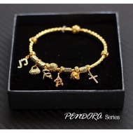 [ GNN ] Emas 375 9K Gold Charms Beads Emas Bangle Pendora Pandora Gold Loket Bulat Series Budget Gif