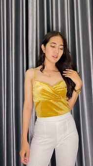 Roxila -Tanktop Crop Bludru Korean Atasan Bludru Tanktop Mewah
