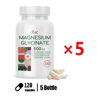 Magnesium Glycinate 500mg - Fully Chelated Magnesium Glycinate Capsules for Stress Relief Calmness R