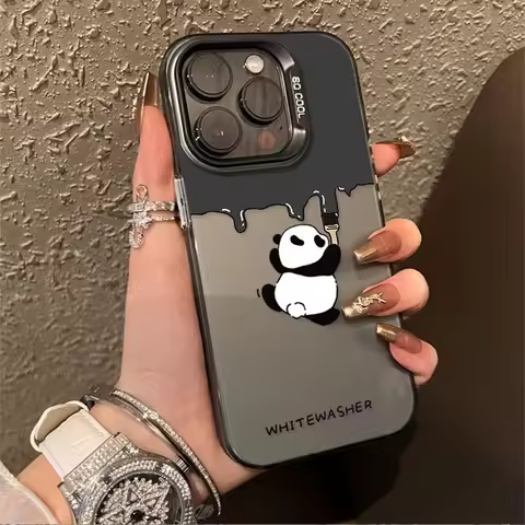 Painter Panda Back Cartoon Lens Circle Skin Phone Case for OPPO Reno 11F 11 12F 12 13F 13 Pro 10 8T 