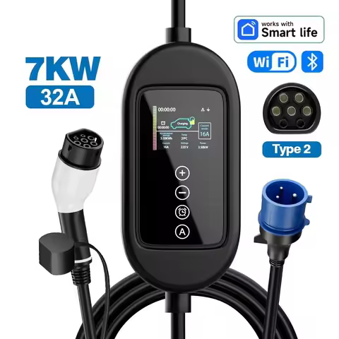 32A 7KW Type2 CEE Plug Portable EV Charger 10M 5M Electric Vehicle Charger 1Phase 90~290V EV Car Cha
