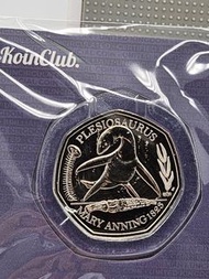 (2021)United Kingdom 50 pence/Plesiosaurus/MARY ANNING 1823/COMMEMORATIVE COIN/IN Card/New/Nickel