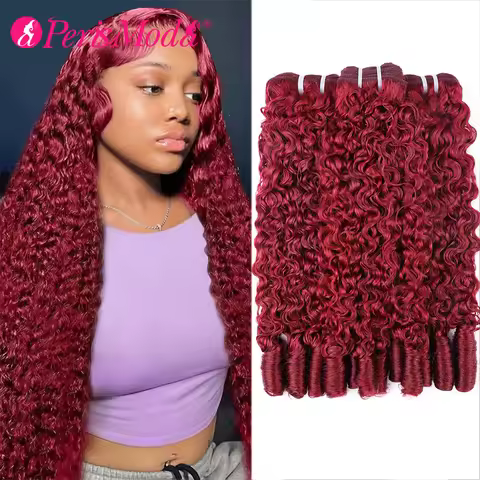 PerisModa 15A Burgundy 99J Burmese Curly Bundles 100% Human Hair Bundles Raw Unprocessed Human Hair 