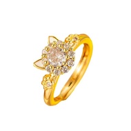 Rotatable Cat Cat Ring Female Animal Cute Shape Design Zircon Lucky Cat Ring Adjustable Opening