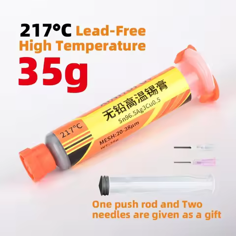 Sn96.5Ag3.0Cu0.5 217 35g Lead-Free High Temperature Silver Solder Paste 217℃ Melting Point Needle Tu