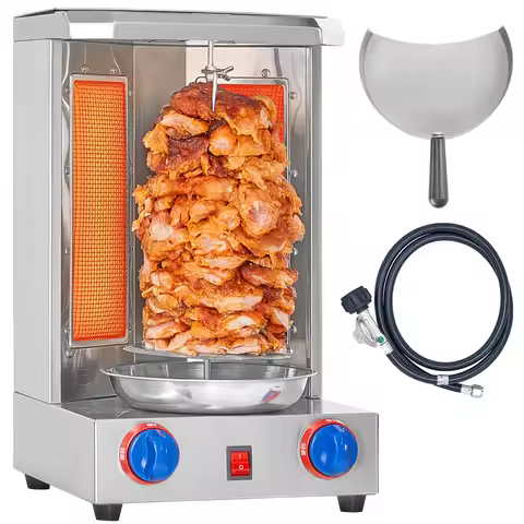 SucceBuy Shawarma Grill Machine13 lbs Chicken Shawarma Cooker Gas Vertical Broiler Gyro Rotisserie O