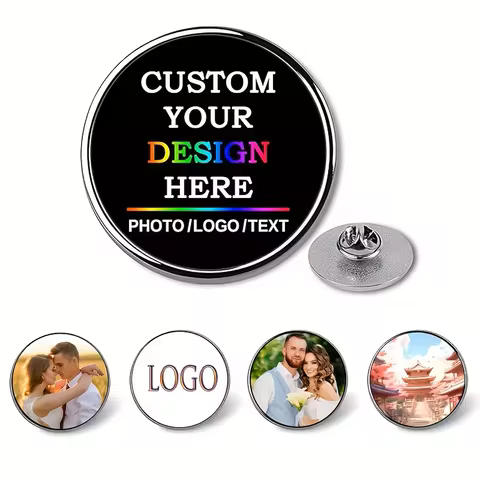 Custom Photo/Text/Logo Badges - Personalised Photo Badges - Badges Customisable with Your Own Images