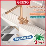 GEESO Diatomaceous Mud Mat Absorbent Faucet Mat Set For Kitchen Bathroom Fast Drying Stone Tray Spla