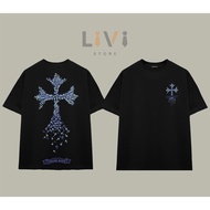 Chrome Hearts Falling Cross Pixel Loose Premium Cotton T-Shirt - LiVi Store