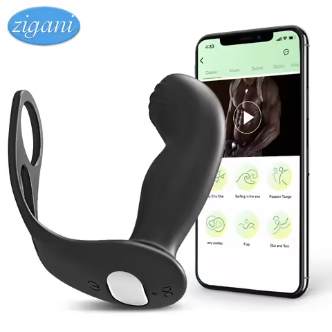 APP Control Male Prostate Massage Anal Plug Delayed Ejaculation Ring Backyard Toys Dildo Vibrator Co