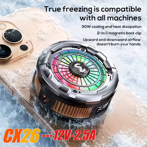 MEMO CX26 Magnetic / Clip AI Semiconductor Freeze Refrigeration Phone Cooler 12V/2.5A Digital Displa