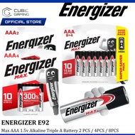 ENERGIZER MAX AAA 1.5V ALKALINE TRIPLE A BATTERY BATTERIES 2 PCS (E92BP2) / 4PCS (E92BP4) / 8PCS (E9