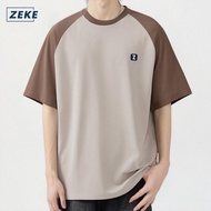 ZEKE A0038 Men's T-shirt Embroidered Logo Raglan Sleeve T-shirt Lelaki Lengan Pendek Baju
