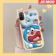 เคส JIUMOO สำหรับ OPPO A53 2020 4G A53s 4G A32 A33 2020 A11s เคส3D การ์ตูนโดราเอมอนสเตอร์ตัวน้อยน่ารักกล้องนิ่มสำหรับเลนส์โปร่งใสเคสมือถือกันกระแทกแบบใสเรียบง่ายเคสป้องกันซิลิโคน