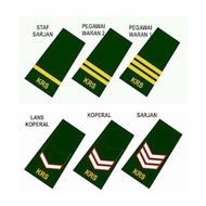 Pangkat epolet sulam KRS staf sarjan / pegawai waran 1 / pegawai waran 2/etc SEPASANG