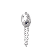 Gemstone blue fringe ear clip earrings