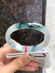 冰種翡翠天然翡翠玉鐲 A玉手鐲 玉鈪 • 冰種水墨丹青翡翠貴妃鐲