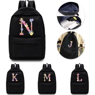 Large Capacity Canvas Black Pink Letter Travel Bag Canvas Student School Bag Canvas Student Zipper