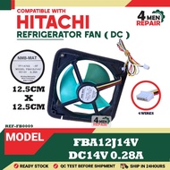 (12.5CM ) FBA12J14V HITACHI DC14V  0.28A REFRIGERATOR FAN 4 WIRES