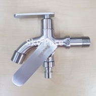 Swarskii Stainless Steel Matt Two Way Hose Bib Tap 2Way Tap RF2WTSTF