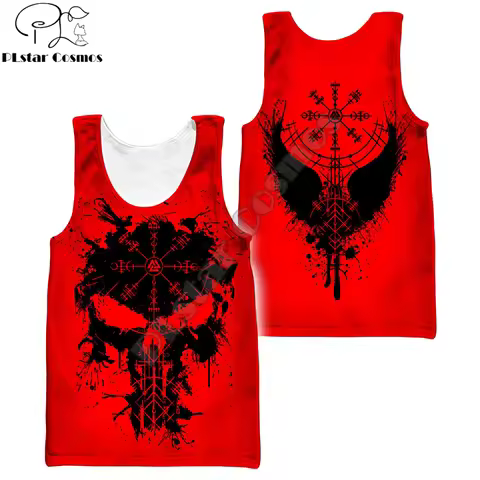 Mjolnir Odin Raven Tattoo Red 3D Printed Men vest Summer Harajuku Sleeveless T-shirt Unisex Casual P