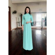 Traditional turquoise ao dai, schoolgirl ao dai, yearbook ao dai