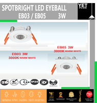 Yetplus Lampu LED EB03 EB05  3W Eyeball Adjustable 3000K White Casing Round  Square