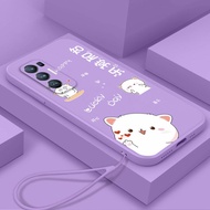 Case OPPO Reno 4 4G Case OPPO 4 pro 4g Case Reno 4 se casing oppo reno 5 case oppo 5 pro case reno 5 pro plus tpu soft shell cute cat loving anti-skid dirt proof belt lanyard