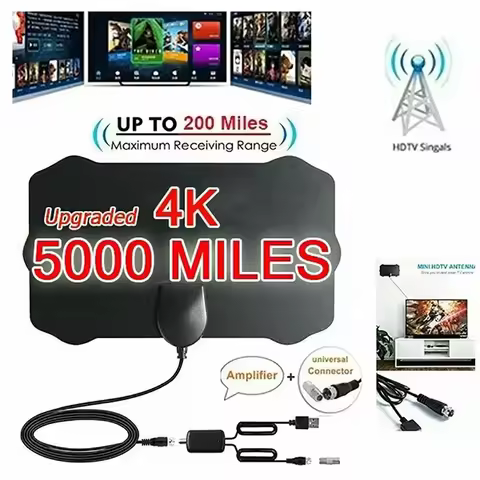 4K High Gain HD TV DTV Box Digital TV Antenna EU Plug 5000 Miles Booster Active Indoor Aerial HD Fla