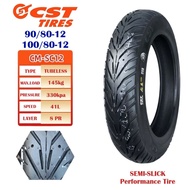 CST 90/80-12 100/80-12 CM-SC12 SEMI SLICK EV MOTOR TIRE TYRE TAYAR GGR LION G1 YADEA E8S GT20 RS20 Z