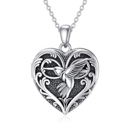 Heart Shaped Bird Locket Necklace That Holds Pictures Photo Sterling Silver Animal Jewelry Personali