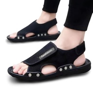 Joymen Men's Leather Sandals - Japan Casual Style - Non-Slip, Lightweight, Comfortable Selipar Lelak
