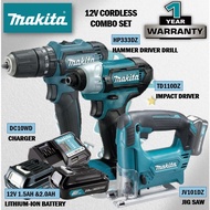 MAKITA 12Vmax Cordless Combo Set RM1049 ( HP333DWY Hammer Drill / TD110DZ Impact Driver / JV101DZ Ji