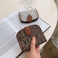 Printed Coin Purse for Women, Style Retro Button Fold Short Coin Purse