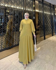 Levira Dress Gamis Polos Variasi Kancing Modern Bahan Adem Crinkle Airflow Premium Baju Muslim Pengajian Motif Polos Model Simpel Elegan Cantik Longdress Kondangan Rok Rempel Mayung Ibu Ibu Pejabat Mewah Elegan Baju Terusan Dress Panjang Untuk Acara Forma