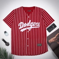 Jersey Baseball Dodgers Red Salur Short Sleeve Unisex Men Women