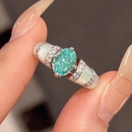 Mujiu Antique Paraiba Tourmaline White Fritillary Ring Blue Colorful Treasure Index Finger Ring Ring