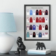 現貨NBA 籃球之神Michael Jordan麥可喬丹職業生涯球衣款木質畫框實木照片牆桌擺家居壁畫