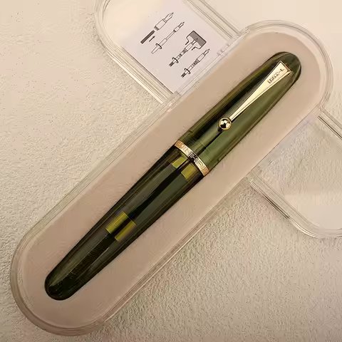 JINHAO 9019 Heartbeat Fountain Pen Acrylic Transparent Green Spin Pen F Nib Stationery Office School