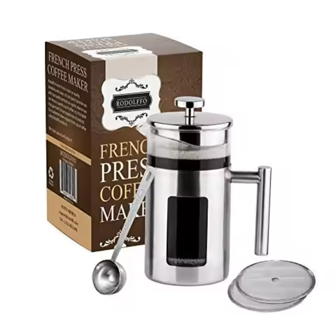 34 Ounce French Press Coffee Maker with Stainless Steel 18/8 frame, 1 Litre Heat Resistant Borosilic