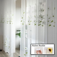 2024 Leaf Sheer Curtain Jacquard Transparent Curtains for Windows 3 Panel Sliding Door Curtain for Living Room Hook/Ring/Rod Pocket Support Custom Size