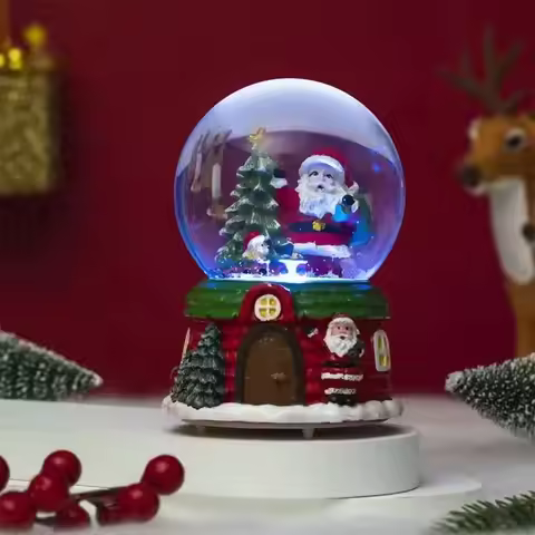 Fantasy LED Christmas Musical Snow Globe Cute Water Globe Music Ball Cartoon Christmas Decoration Ba