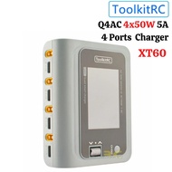 ToolkitRC Q4AC 4x50W 5A AC 100W 4 Ports DC Smart Charger Discharger XT60 for 1-4S Lipo Battery EU Pl