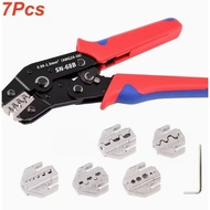 New SN-68B 7-Piece Open-Barrel Ratchet Crimper Set for 28-16 AWG (0.08–1.5 mm²); includes 5 dies and