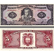 collectibles-itemm:- Ecuador _5Sucre 1988_ P-120A (Cinco Sucres)